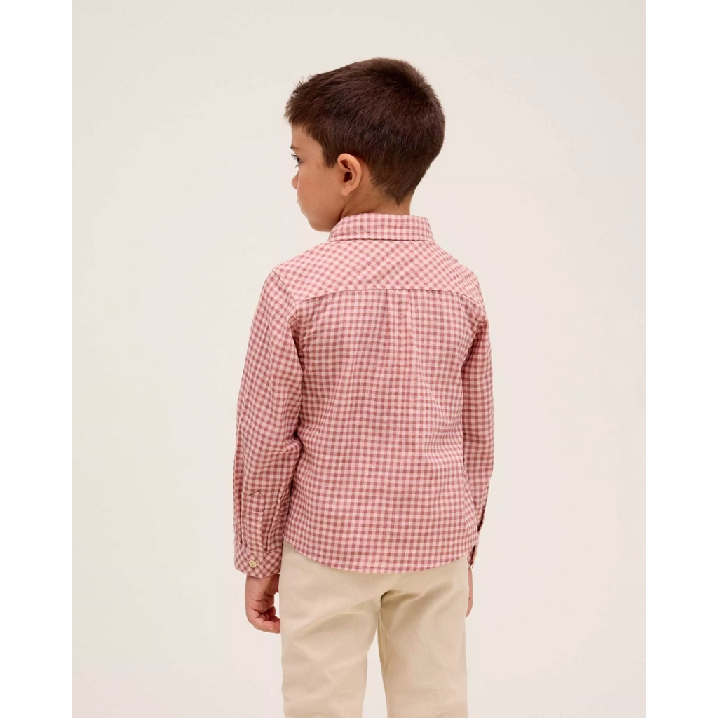 Camisa de niño de manga larga de cuadros