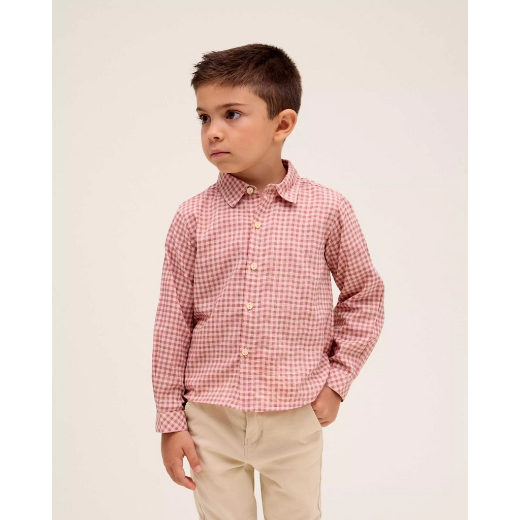 Camisa de niño de manga larga de cuadros