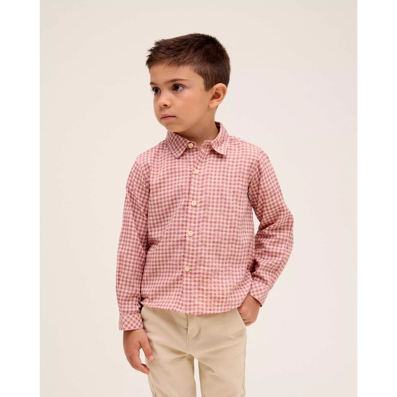 Camisa de niño de manga larga de cuadros