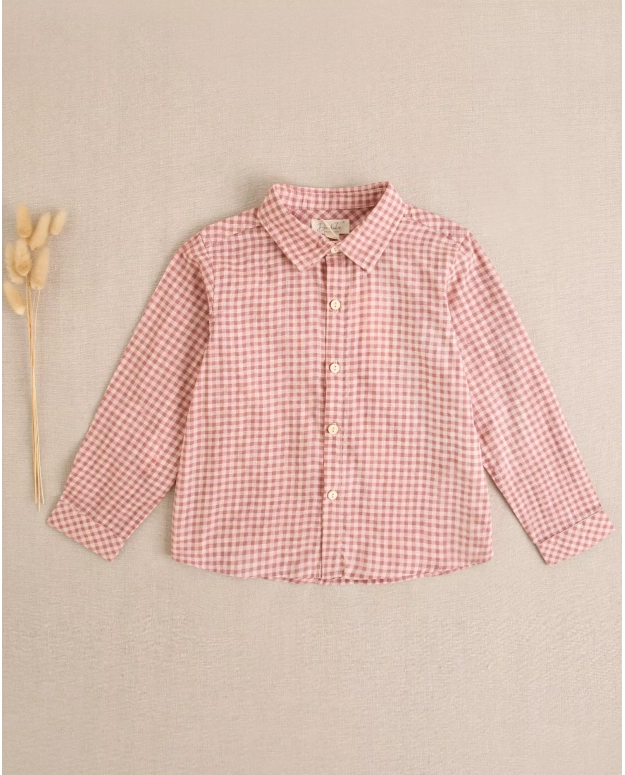 Camisa de niño de manga larga de cuadros