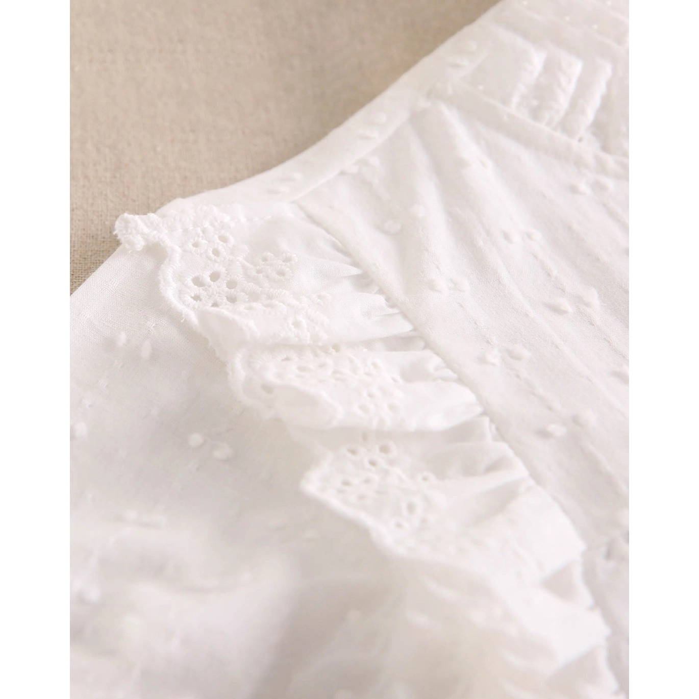 Blusa manga larga de niña en blanco con puntilla