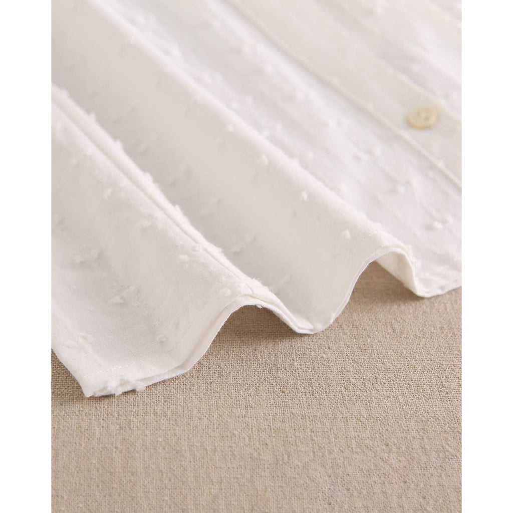 Blusa manga larga de niña en blanco con puntilla