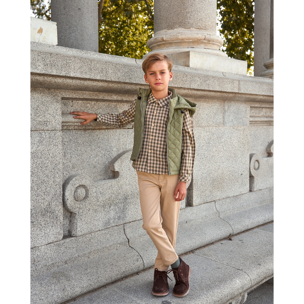 Parka acolchado con capucha para niño en color verde