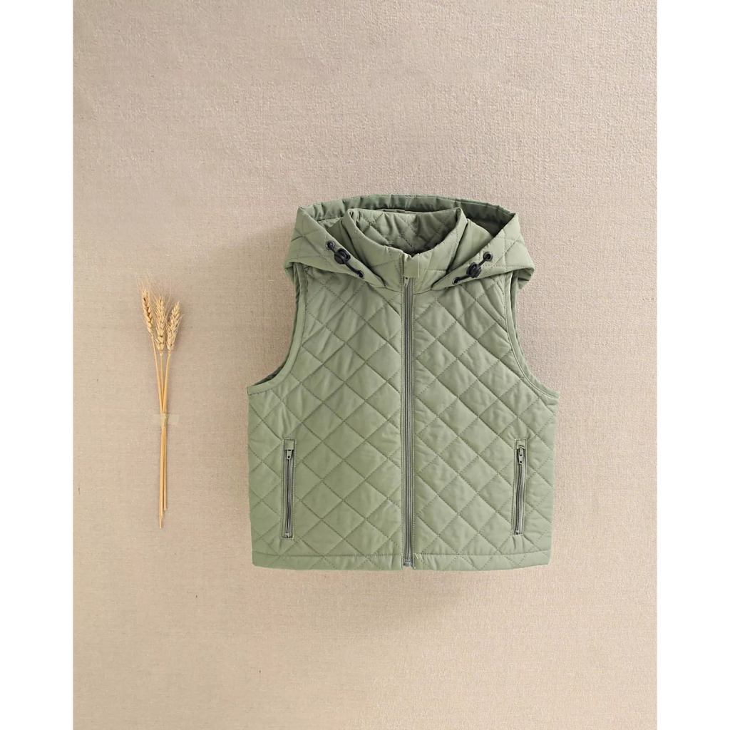 Parka acolchado con capucha para niño en color verde