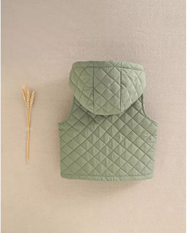 Parka acolchado con capucha para niño en color verde