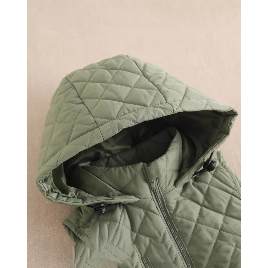 Parka acolchado con capucha para niño en color verde