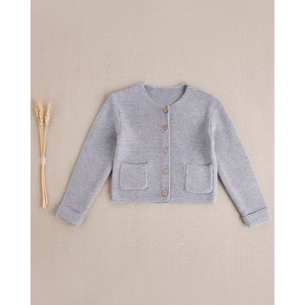Chaqueta de bebé niña de punto color gris