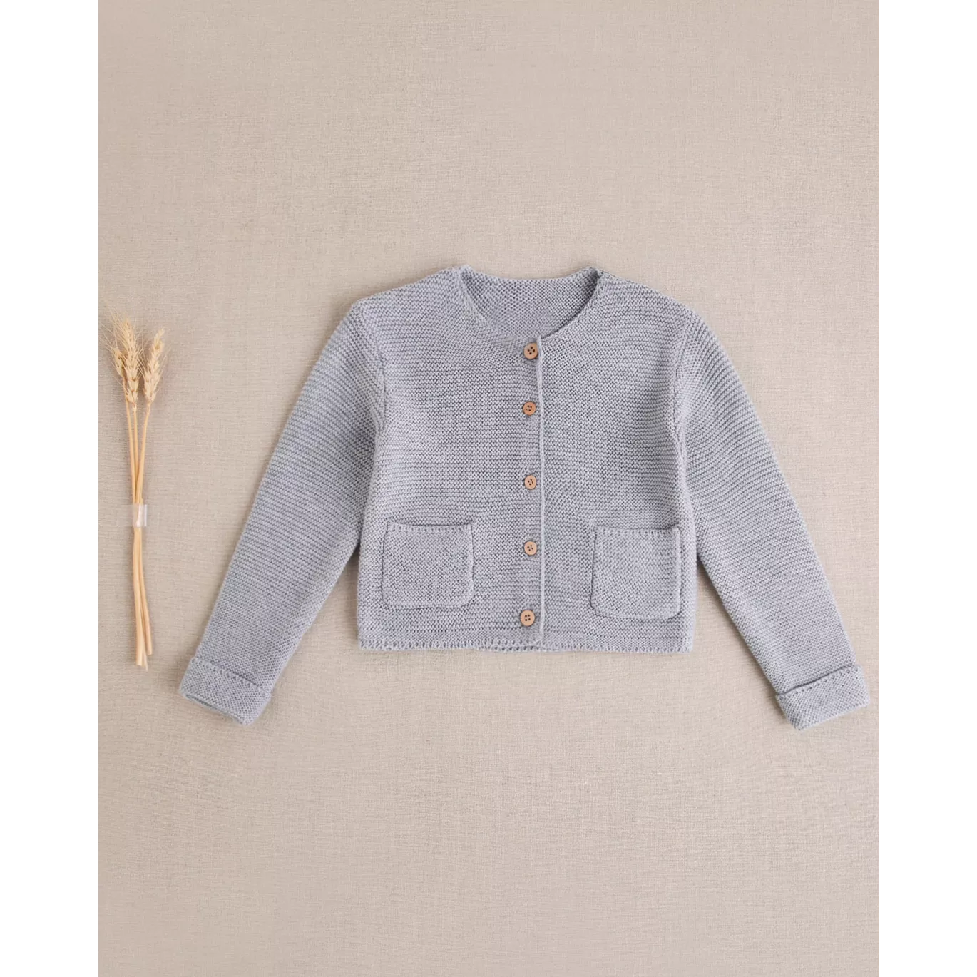 Chaqueta de bebé niña de punto color gris