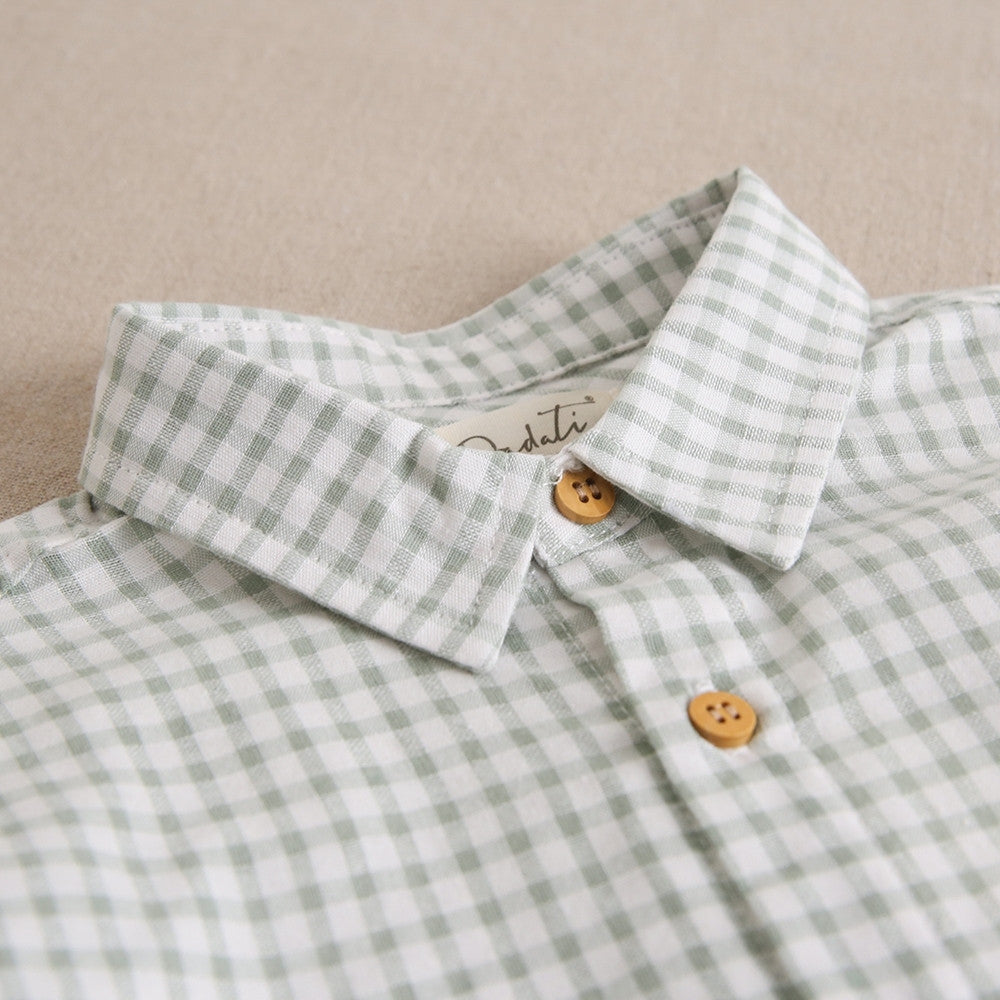 Camisa niño cuadros vichy verde y blanco