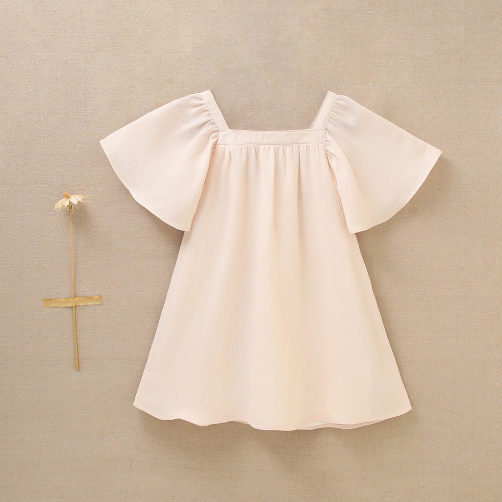 Vestido de niña en gasa en color beige
