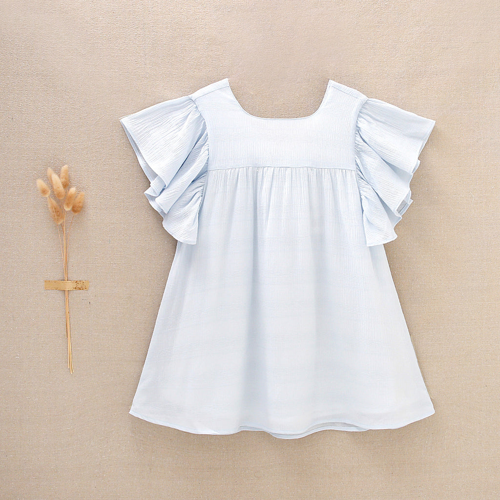 Vestido niña celeste con blanco