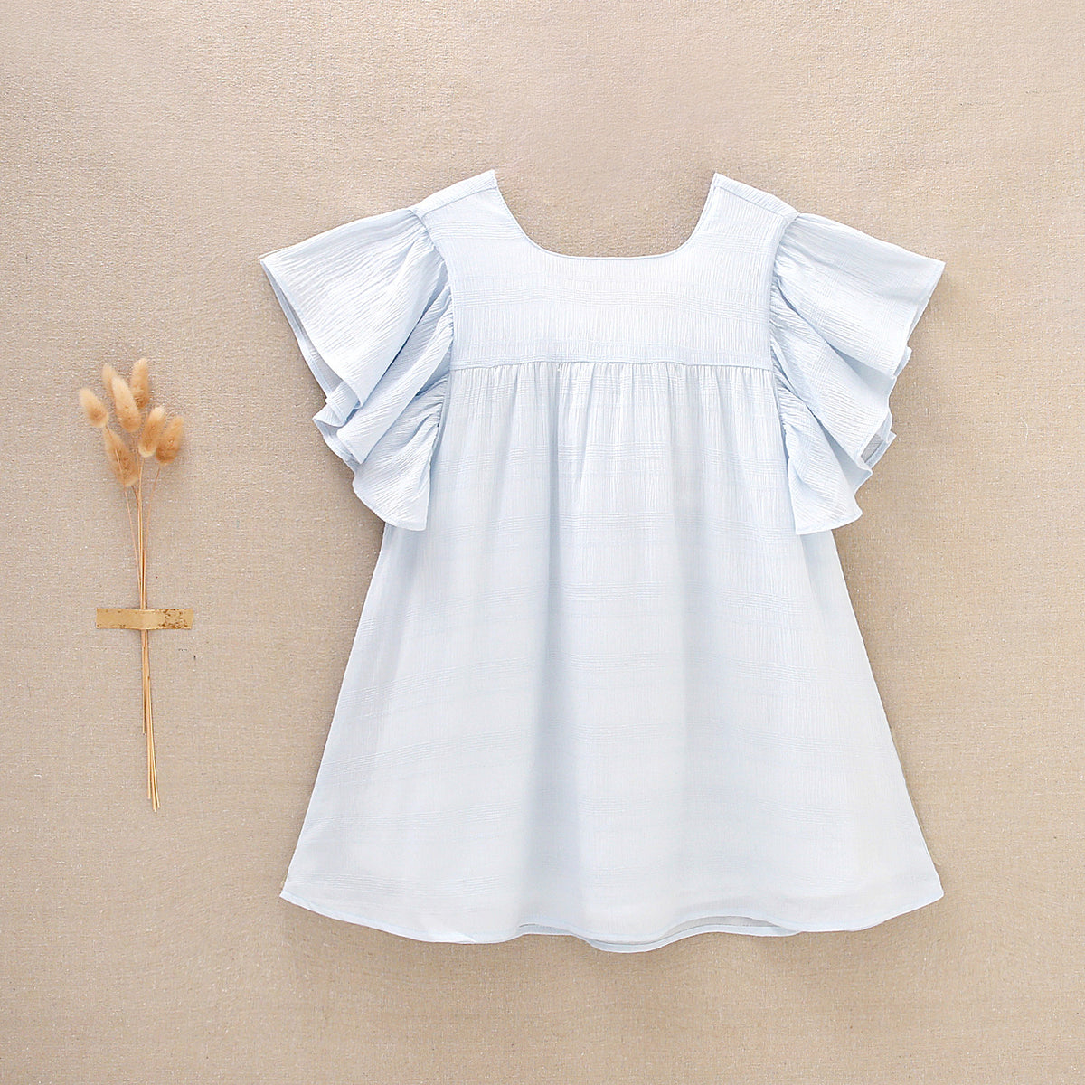 Vestido niña celeste con blanco