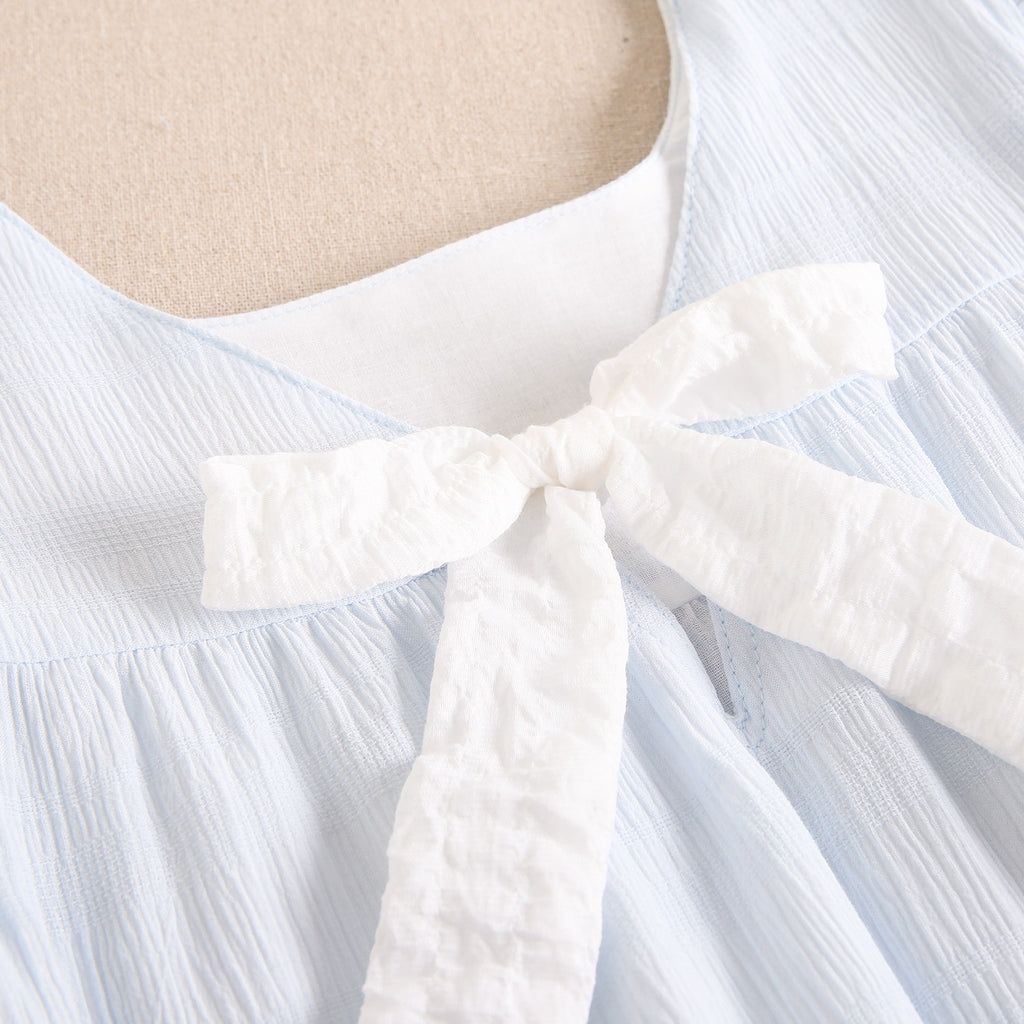 Vestido niña celeste con blanco