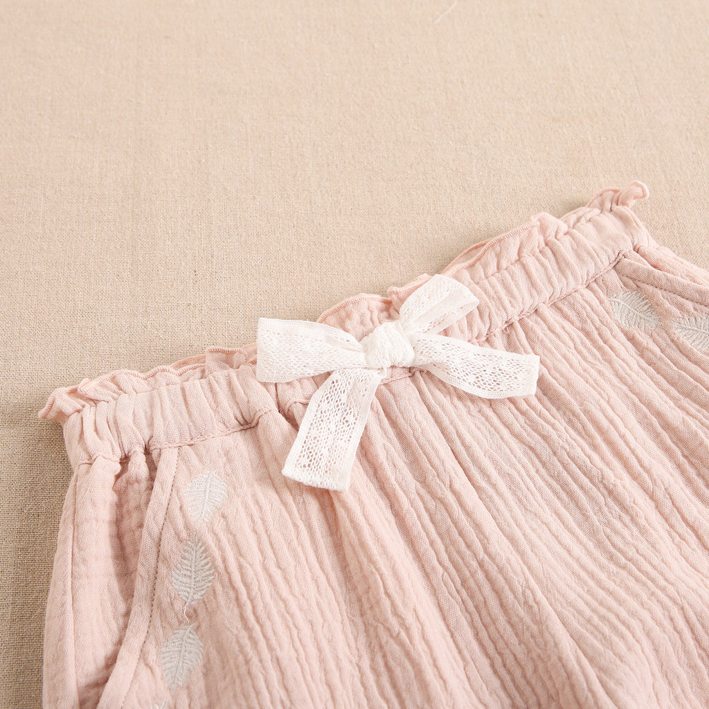 Short de niña en tejido bambula color rosa palo