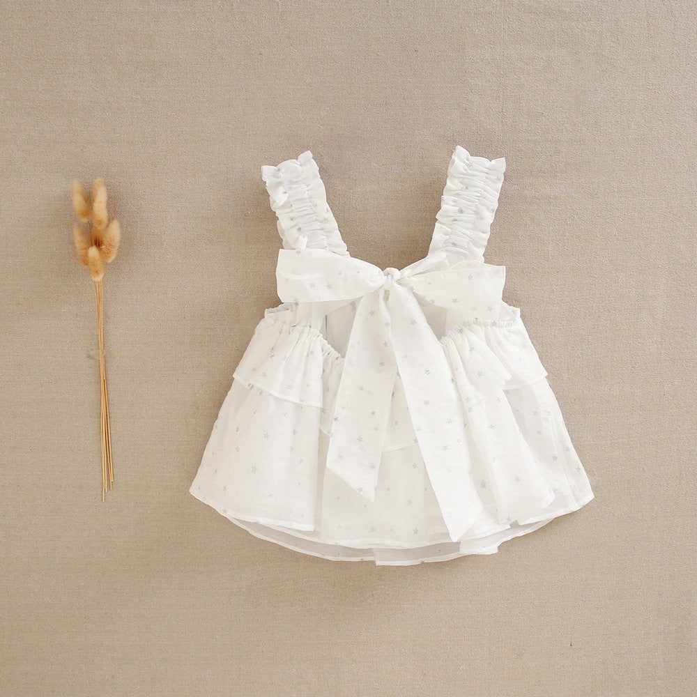 Blusa niña blanca con estrellas glitter grises