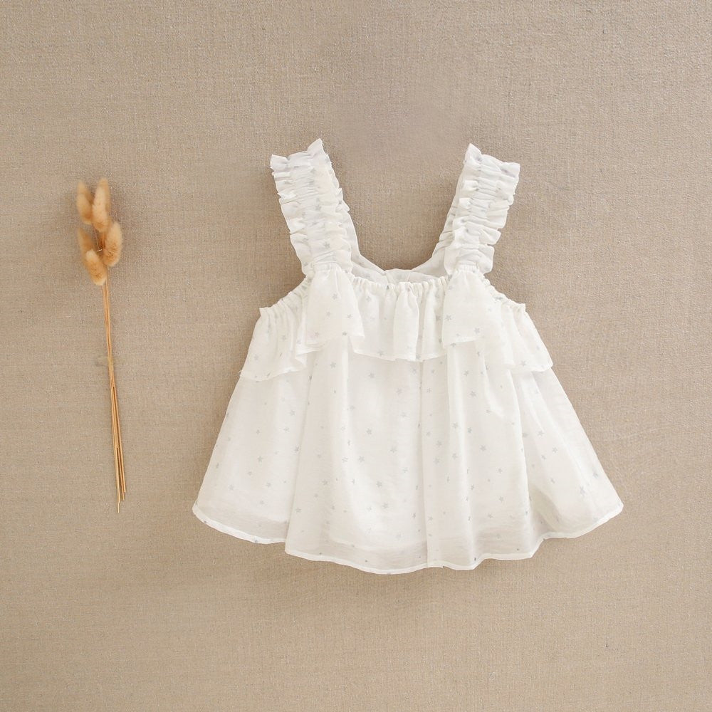 Blusa niña blanca con estrellas glitter grises