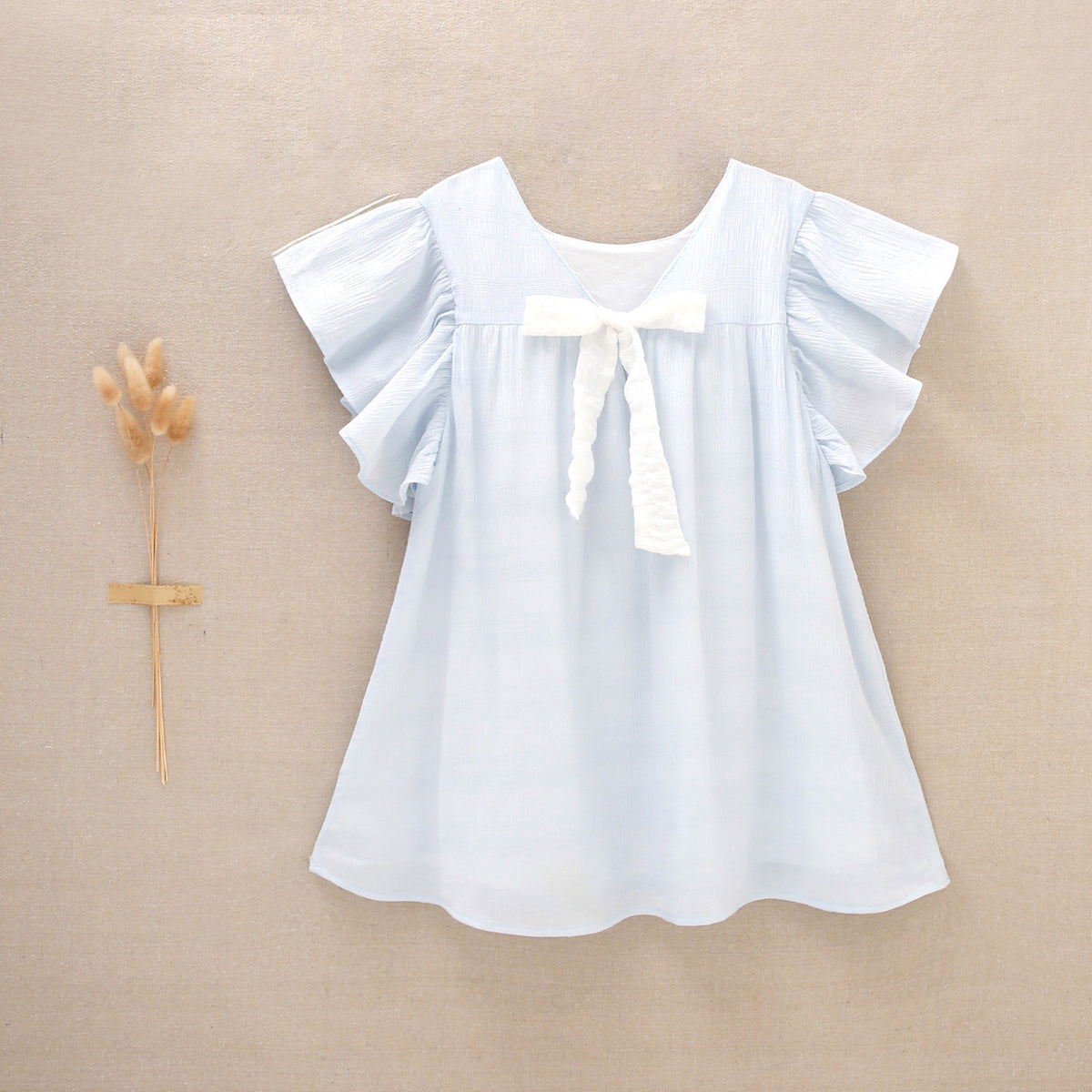 Vestido niña celeste con blanco