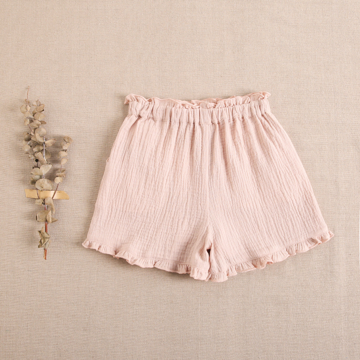 Short de niña en tejido bambula color rosa palo