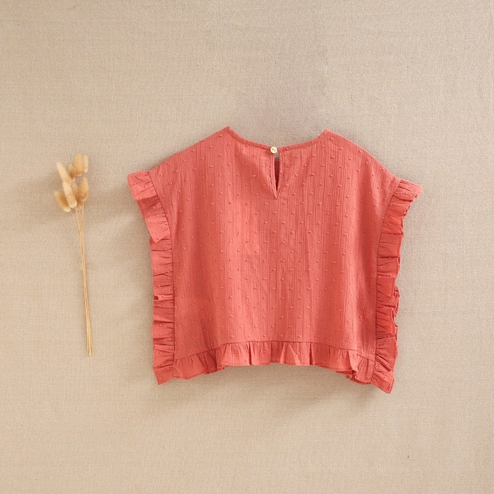 Blusa niña en plumeti color coral