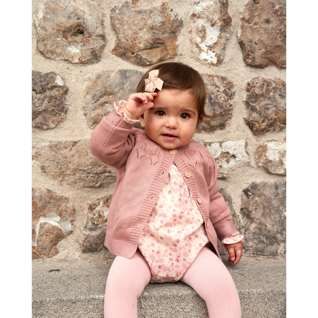 Chaleco Jersey de bebé niña de punto color rosa