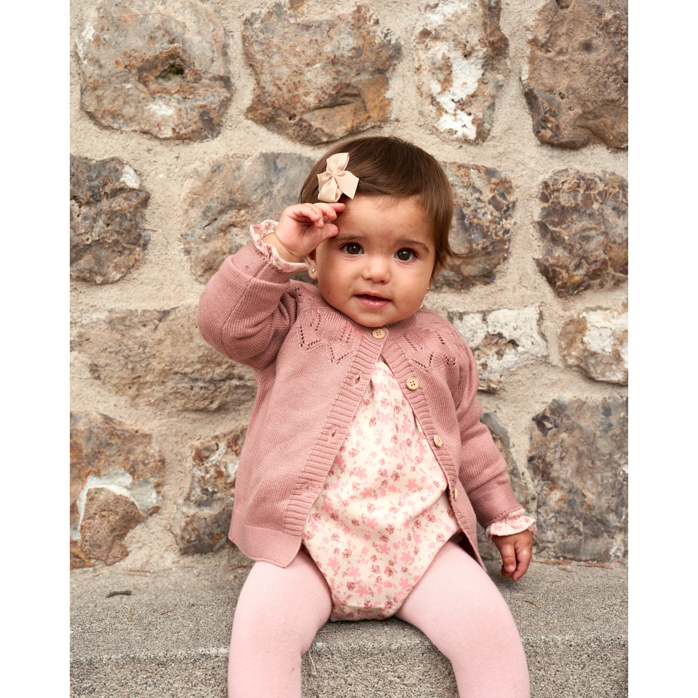 Chaleco Jersey de bebé niña de punto color rosa