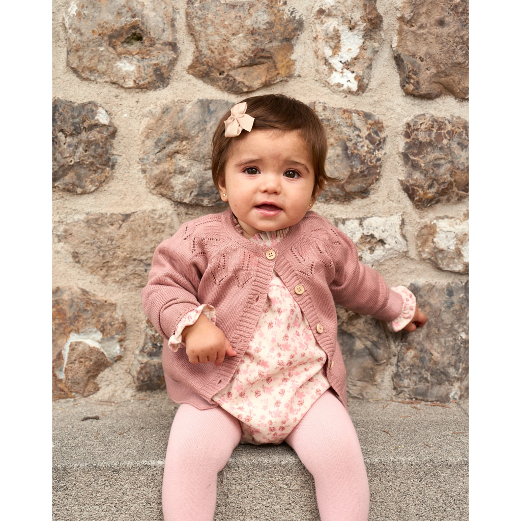 Chaleco Jersey de bebé niña de punto color rosa