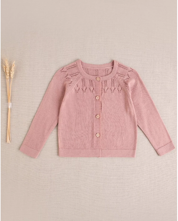 Chaleco Jersey de bebé niña de punto color rosa