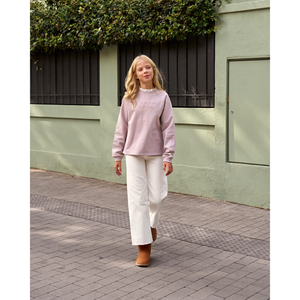 Jeans de niña en blanco tipo culotte