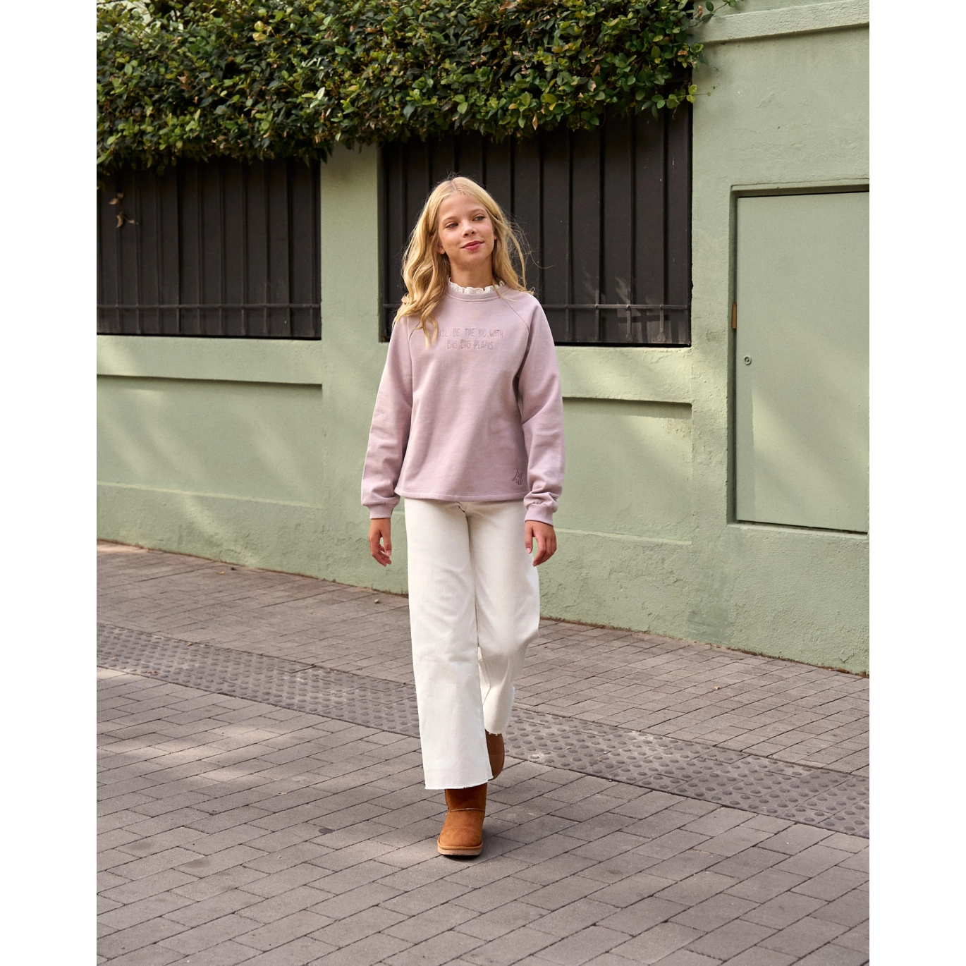Jeans de niña en blanco tipo culotte