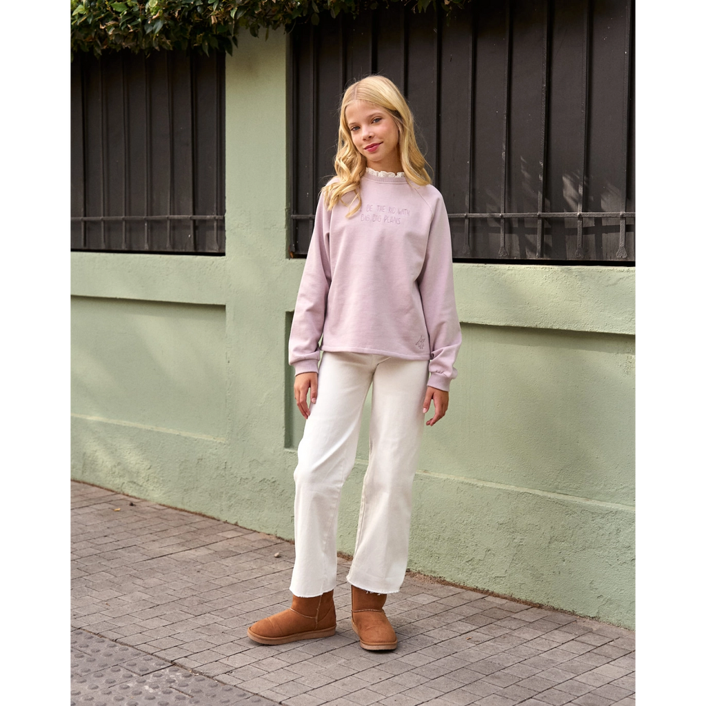 Jeans de niña en blanco tipo culotte