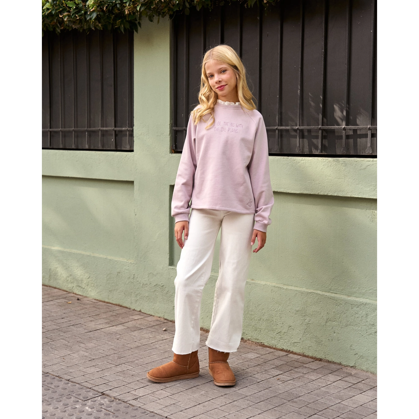 Jeans de niña en blanco tipo culotte