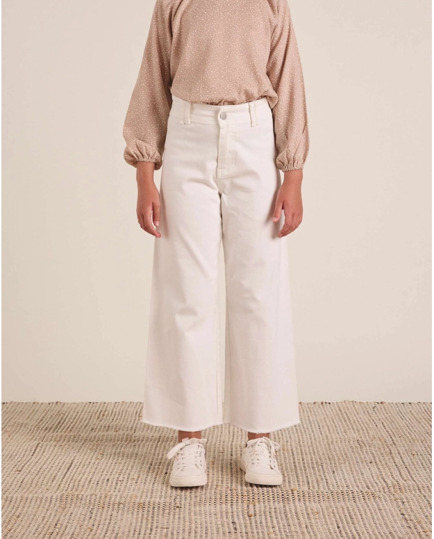 Jeans de niña en blanco tipo culotte
