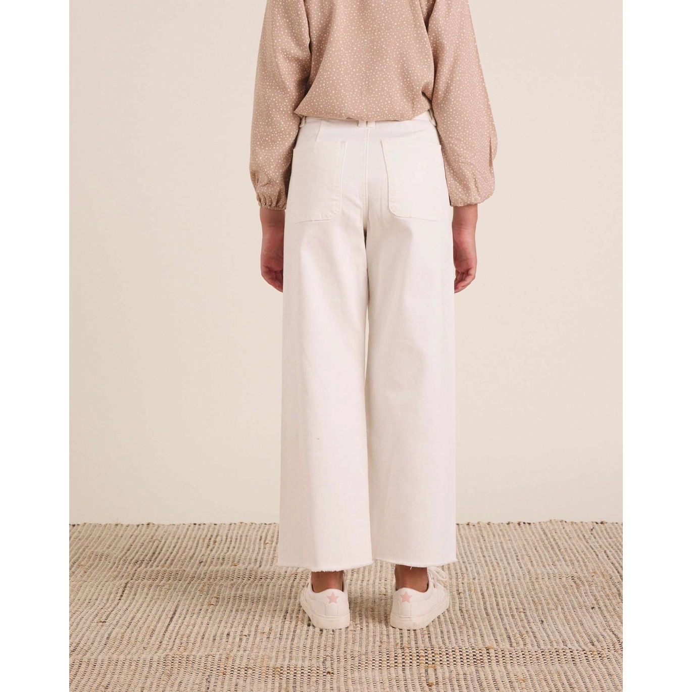 Jeans de niña en blanco tipo culotte