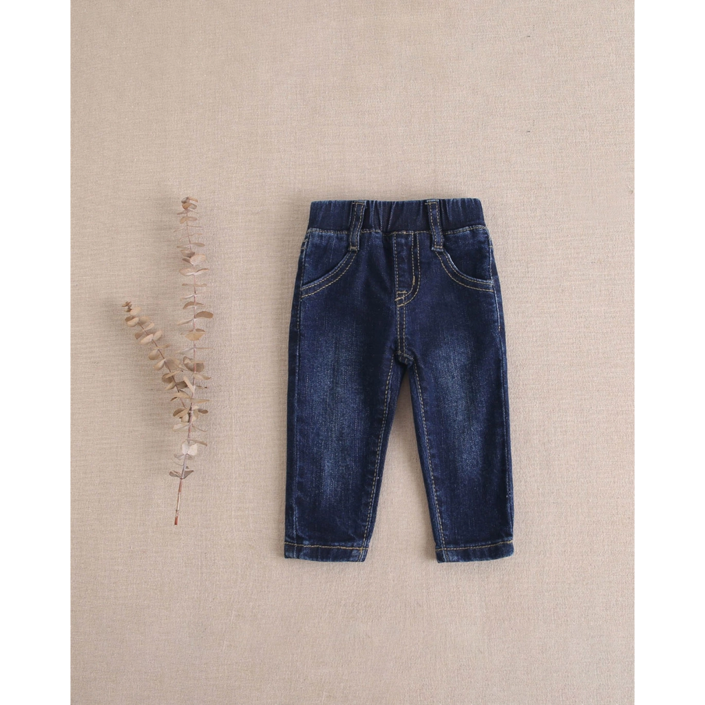 Jeans vaquero desgastado largo de bebé con elástico