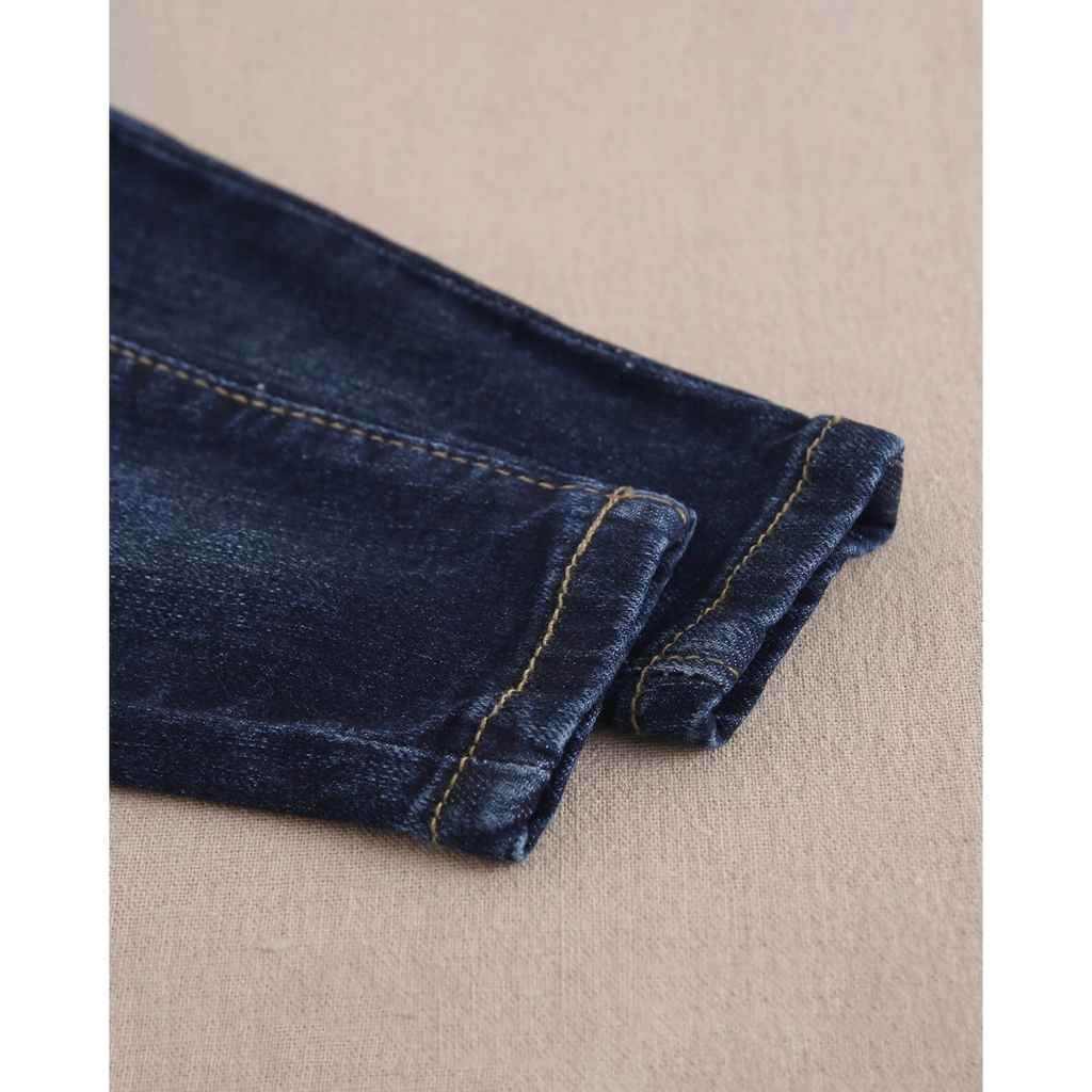 Jeans vaquero desgastado largo de bebé con elástico