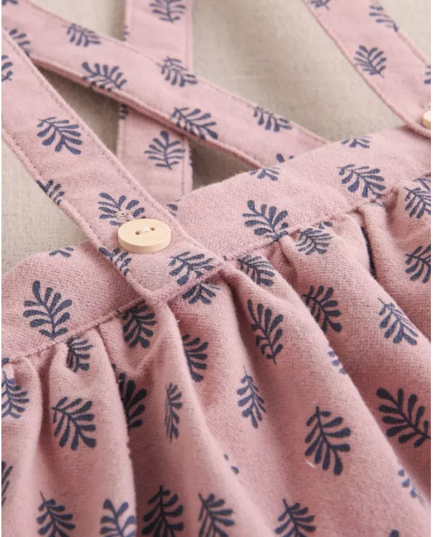 Ranita de bebé niña rosa con estampado de hojas azules