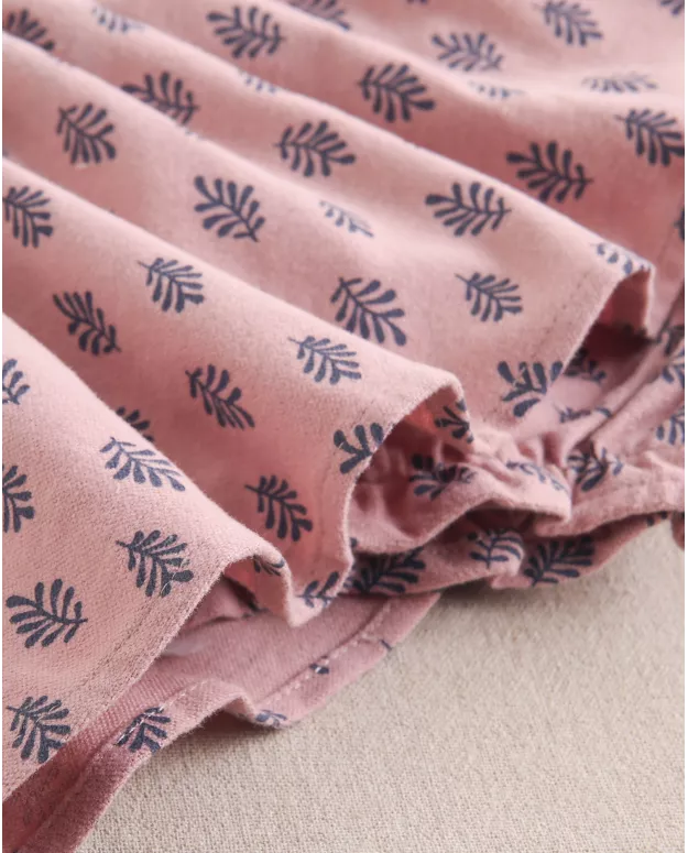 Ranita de bebé niña rosa con estampado de hojas azules
