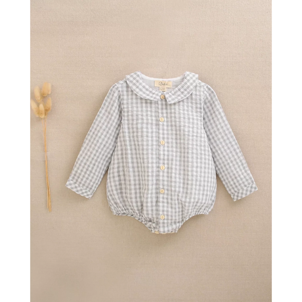 Ranita de bebé niño de cuadros vichy gris y blanco