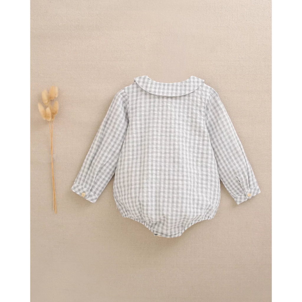 Ranita de bebé niño de cuadros vichy gris y blanco
