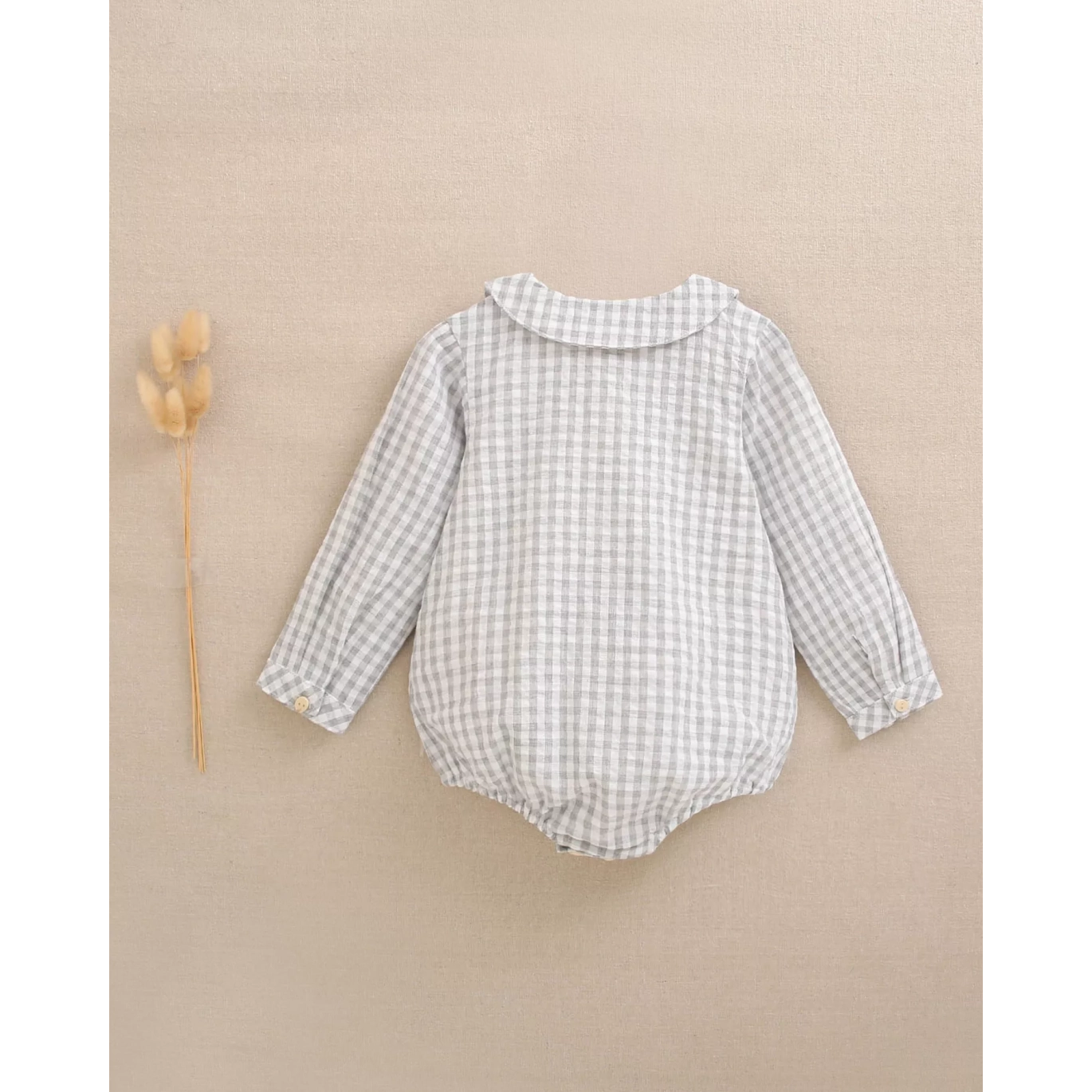 Ranita de bebé niño de cuadros vichy gris y blanco