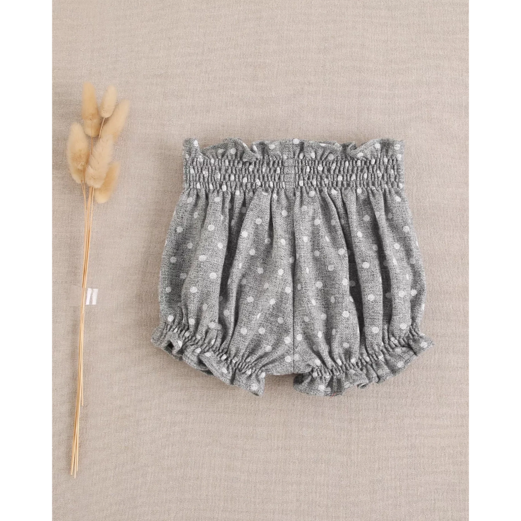 Short de bebé niña en gris jaspeado con topos