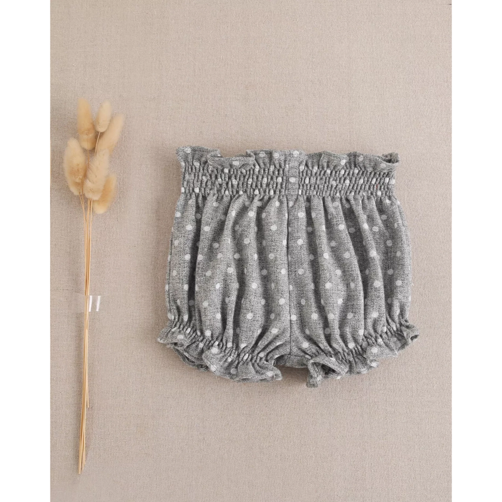 Short de bebé niña en gris jaspeado con topos