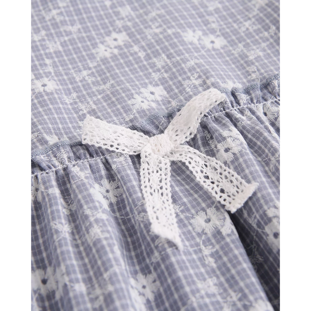 Vestido de bebé niña de cuadro vichy con estampado floral