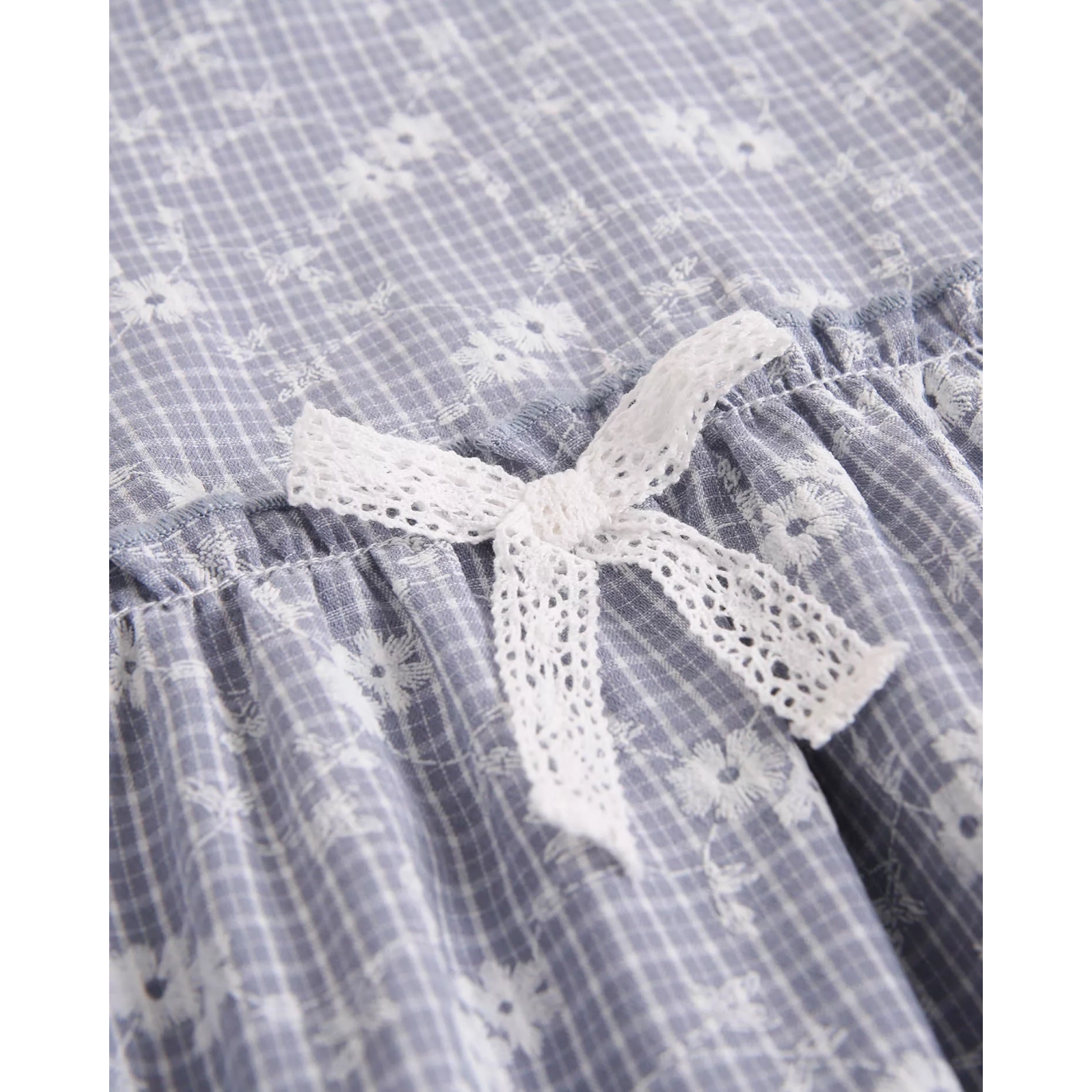 Vestido de bebé niña de cuadro vichy con estampado floral