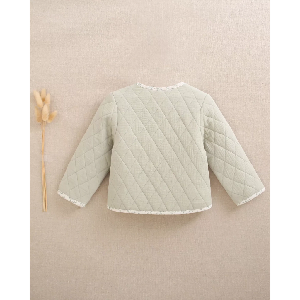 Chaqueta de bebé niña acolchada en verde con bolsillos