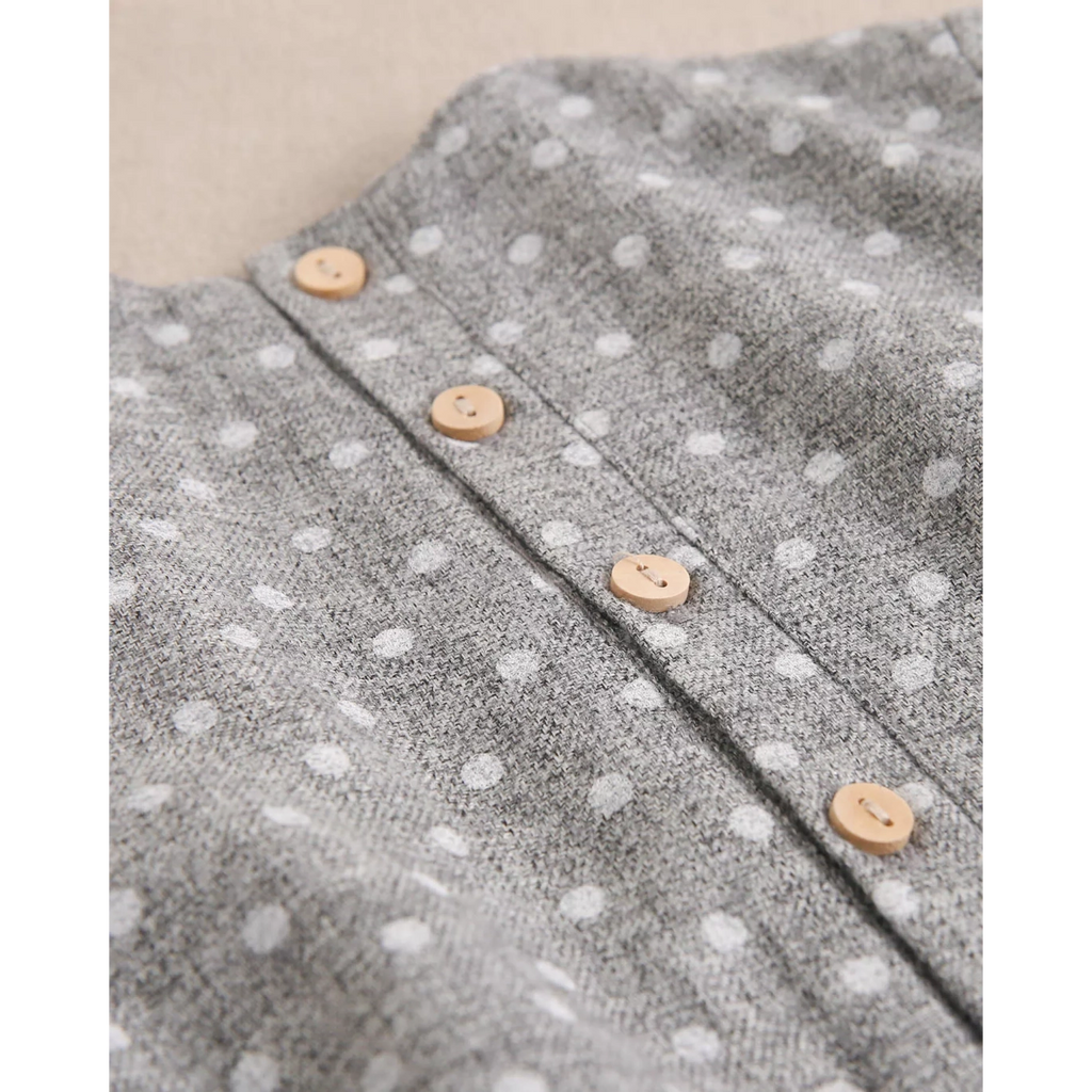 Vestido de bebé niña en gris jaspeado con topos