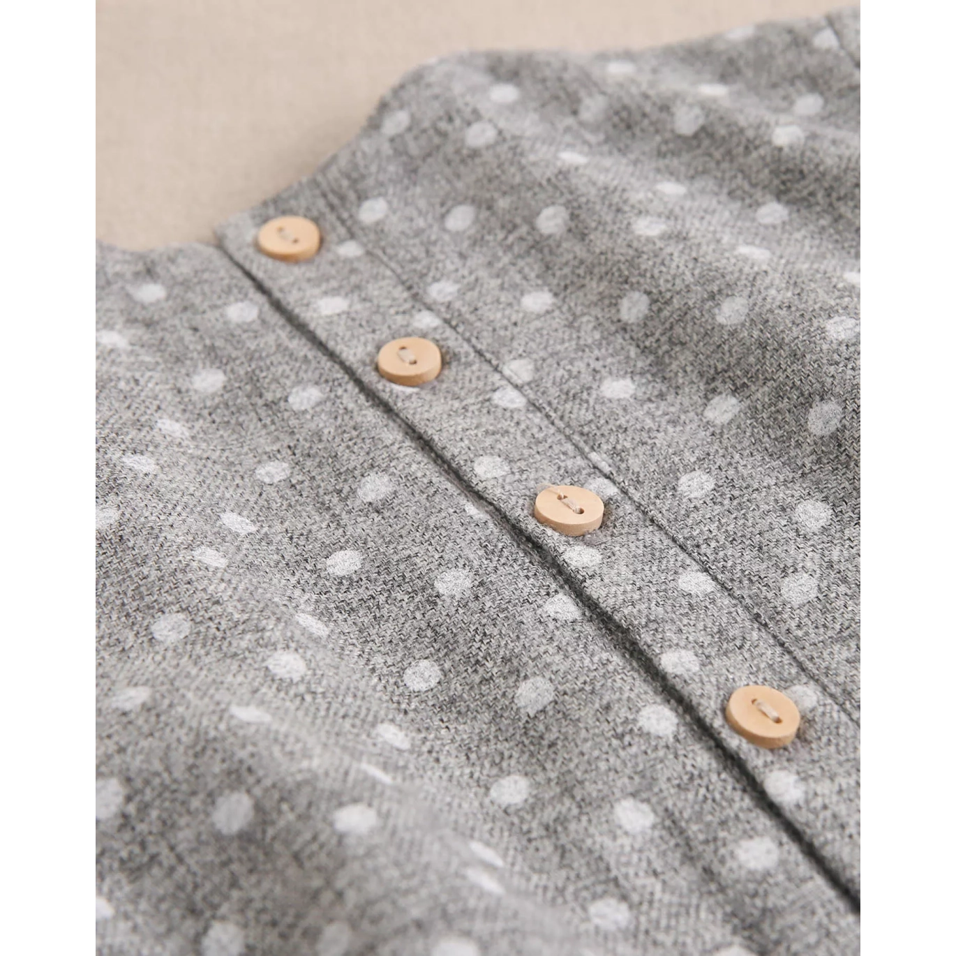Vestido de bebé niña en gris jaspeado con topos