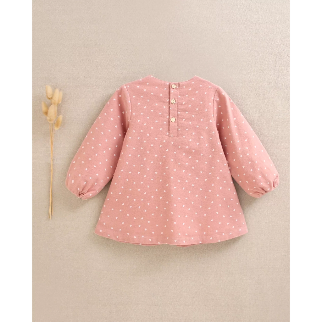 Vestido de bebé niña rosa con estampado de corazones